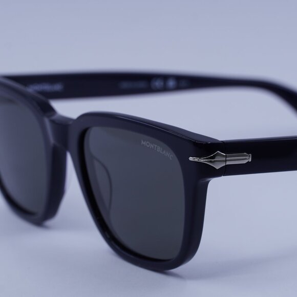 Montblanc MB0302S 004 Sunglasses Blue Square Frame, Grey Lenses - Picture 4 of 11